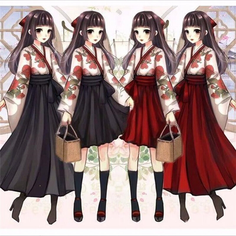 Кимоно для девочек Сакура в японском стиле с цветочным принтом винтажное платье Женский Восточный Костюм камелии для любви хаори юката азиатская одежда