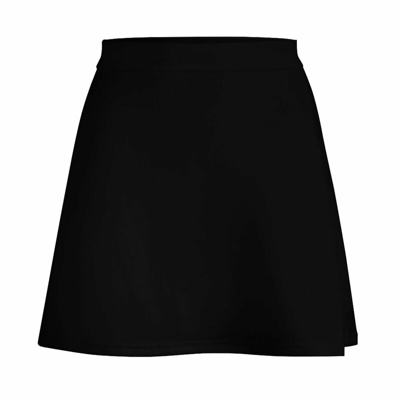 Minifalda de verano para mujer, color negro liso, decoración de acento