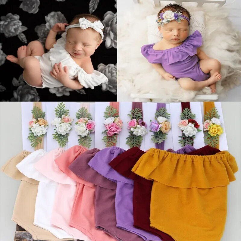 Neugeborene Mädchen Kleid Baby Fotografie Requisiten Outfit Stram pler Fotografie Kleidung Stirnband Zubehör