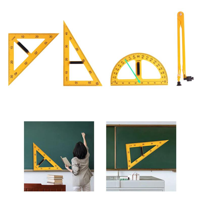 ไม้บรรทัดทรงสามเหลี่ยมขนาดใหญ่สำหรับสอนคณิตศาสตร์กระดานไวท์บอร์ดสำหรับครูสีดำ