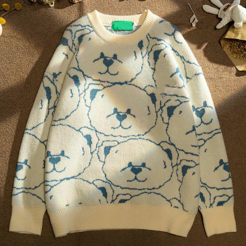 Thickened warm cute student sweater female 2022 autumn and winter new outer wear loose round neck bottoming sweater Y2K retro