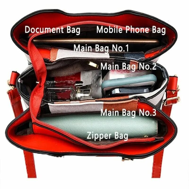 Tas bahu kapasitas besar, tas tangan tali bisa disesuaikan, tas selempang kulit imitasi kapasitas besar