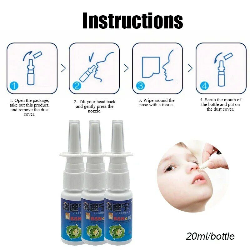 3Pcs For Rhinitis Sinusitis Comfort Nose Spray Nasal Congestion Runny Nose Drops Cleans Nourishes Health Care