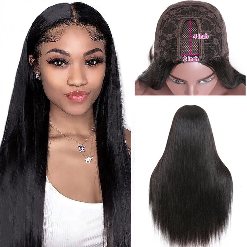 Straight Wigs Cheap U Part Wig Brazilian Human Hair Wigs For Women Virgin Hair Glueless Middle U Shape Wig 180 Density wholesale