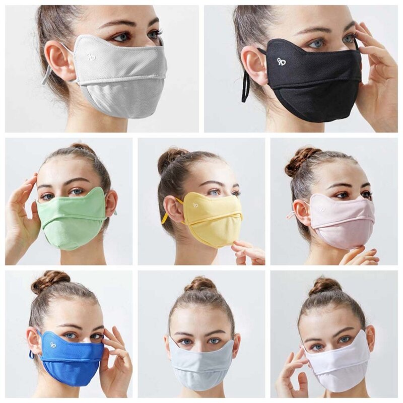 Mascarilla facial Anti-UV, máscara de seda helada, protección solar ajustable, bufanda de seda para correr, Verano