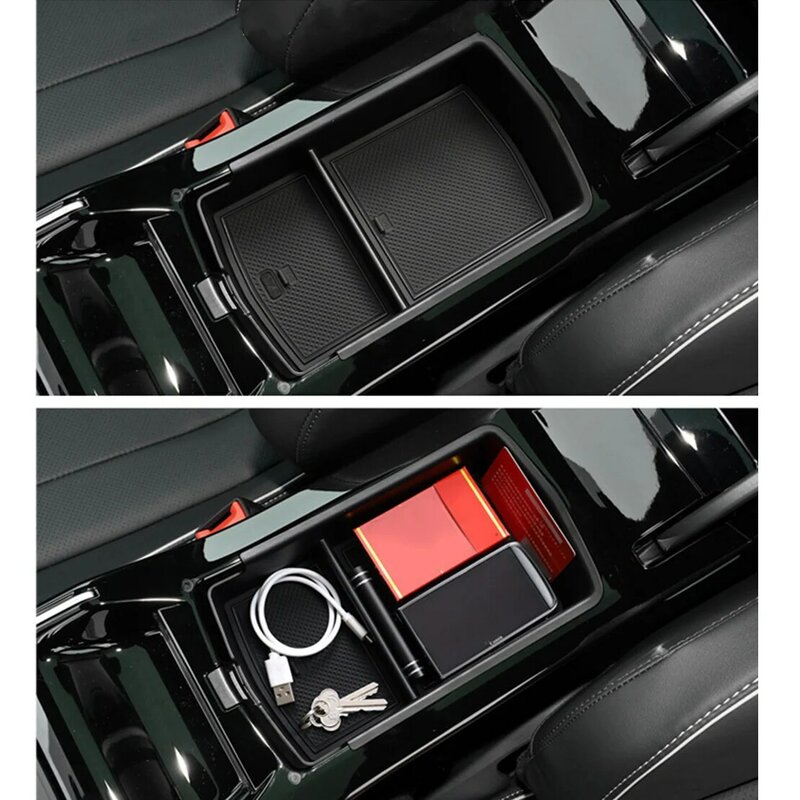 Caixa de armazenamento do braço central dianteiro, bandeja de luva, preto, apto para VW ID.4X, ID4, Crozz, ID6, Crozz, 2021, 2022, 2023