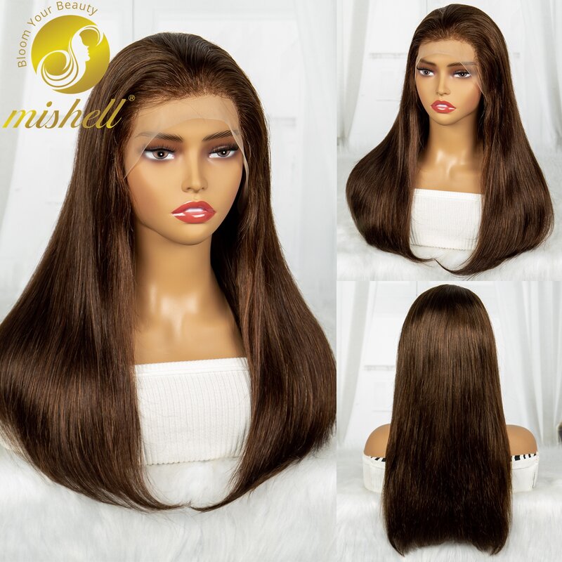 250% плотность 24 дюйма шоколадно-коричневые прямые человеческие волосы парик Боб парик 13x4 прозрачные кружевные передние бразильские волосы Remy парик для женщин