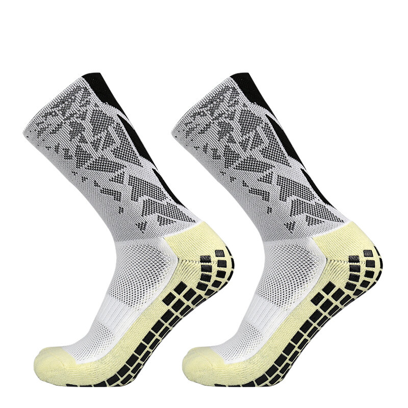 Calcetines de fútbol con patrón de tacón para hombre y mujer, medias deportivas antideslizantes con agarre de silicona, novedad