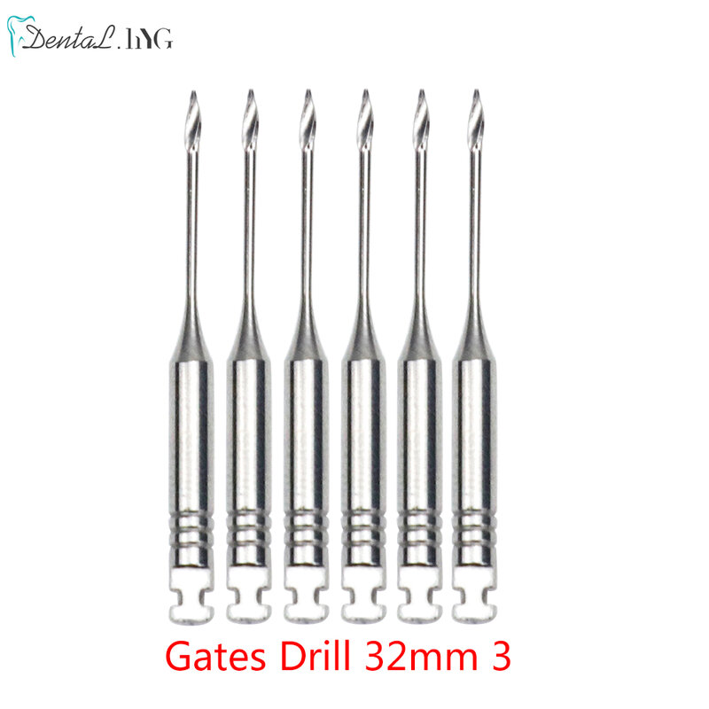 6Pcs/Pack Dental Endodontic Gates Drill Glidden Rotary 32mm Engine Use Stainless Steel Endo Files #1-6
