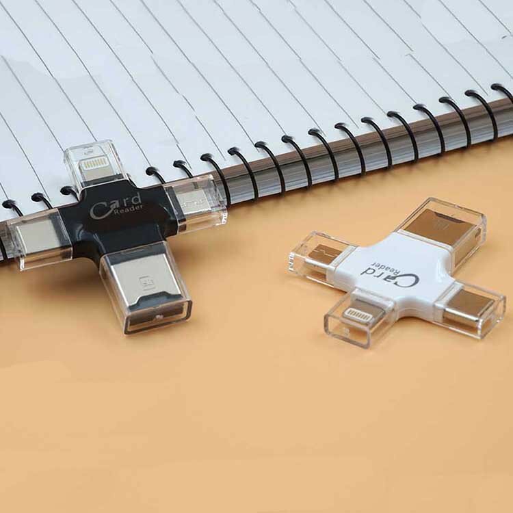 Micro adaptador de lector de tarjetas SD, 4 en 1, USB 3,0, tipo lightning, OTG