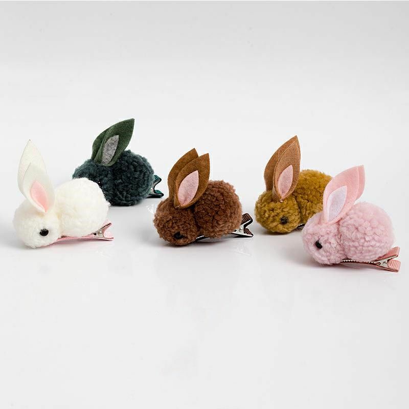 30pcs Children Girls Bunny Hair Clip Plush Cute Stuffed Rabbit  Accessories Head Wear for Holiday Easter Day Gifts Halloween