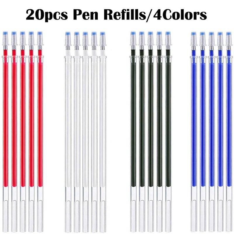 Penne cancellabili a caldo penne per marcatura in tessuto con penna a scomparsa ad alta temperatura con 20 ricariche per penna cancellabili per pelle, tessuto