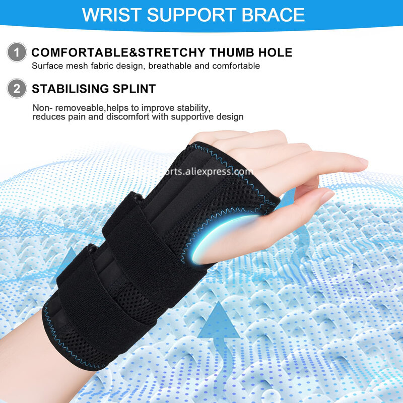 Pulseira de suporte ajustável, mão esquerda e direita Brace Wrist, Fitness, halterofilismo, alívio da dor, 1pc