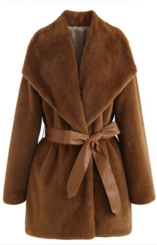 Novo casaco de pele de inverno feminino sólido manga longa casaco de pele sintética