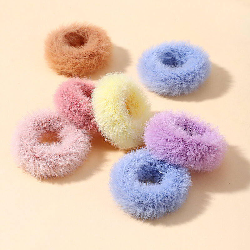5/15pcs/lot Baby Girls Plush Elastic Hair Bands Small Rubber Band for Children Sweets Furry Scrunchie Hair Ties Hair Accessories