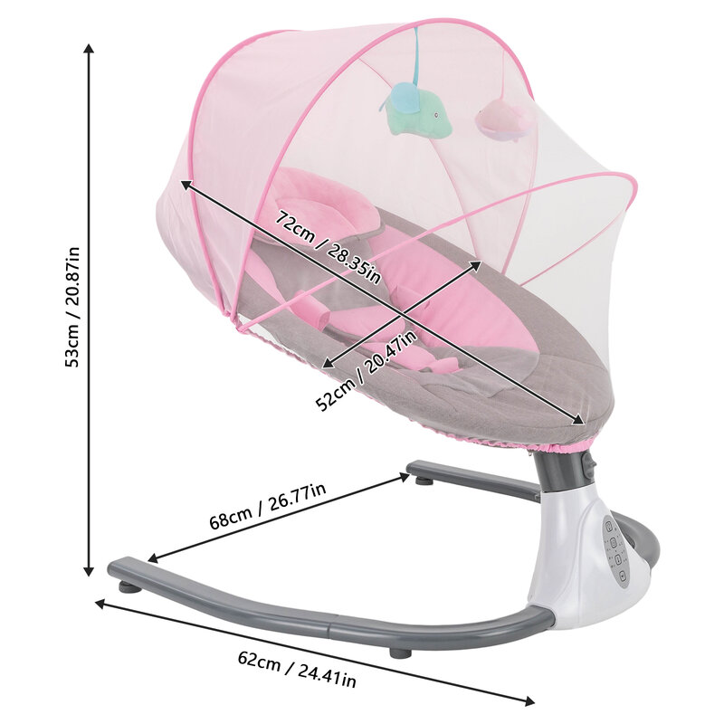 Electric Baby Chair with 4 Vibration Amplitudes, Electric Baby Swing with Remote Control, Cradle for Babies Aged0 to 12 Months