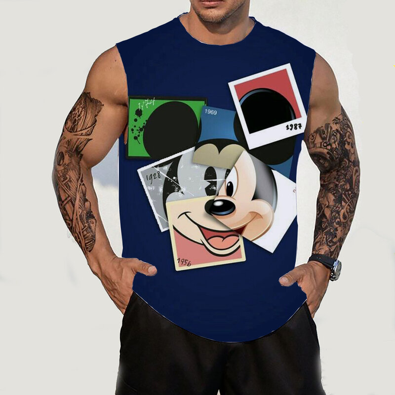 Gilet per t-shirt, t-shirt con motivo a topolino Disney da uomo, top casual anime, camicia a maniche corte stile coppia moda estiva