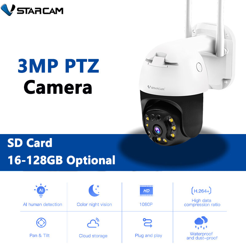 Vstarcam جديد في الهواء الطلق الأمن حماية لاسلكية 3MP كاميرا شبكية عالية الوضوح المنزل الذكي قبة مقاوم للماء اللون ليلة اتجاهين مع التطبيق الهاتف