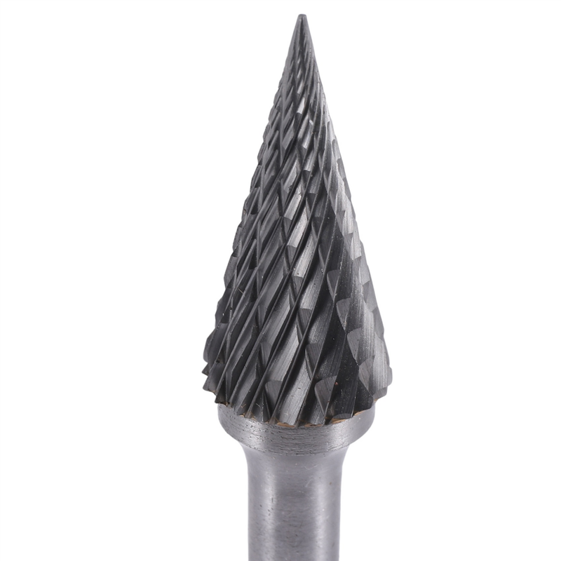 Tungsten Carbide Burr Pointed Cone Shape Double Cut Rotary Burrs File 70X12mm with 1/4 inch Shank Dia