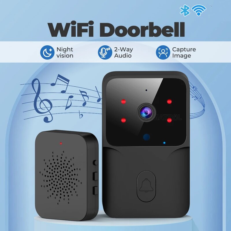 Умный дверной звонок с Wi-Fi, уличная камера высокой четкости, дверной звонок с защитой от кражи, домашний монитор с ночным видением, дверной телефон с голосовым управлением