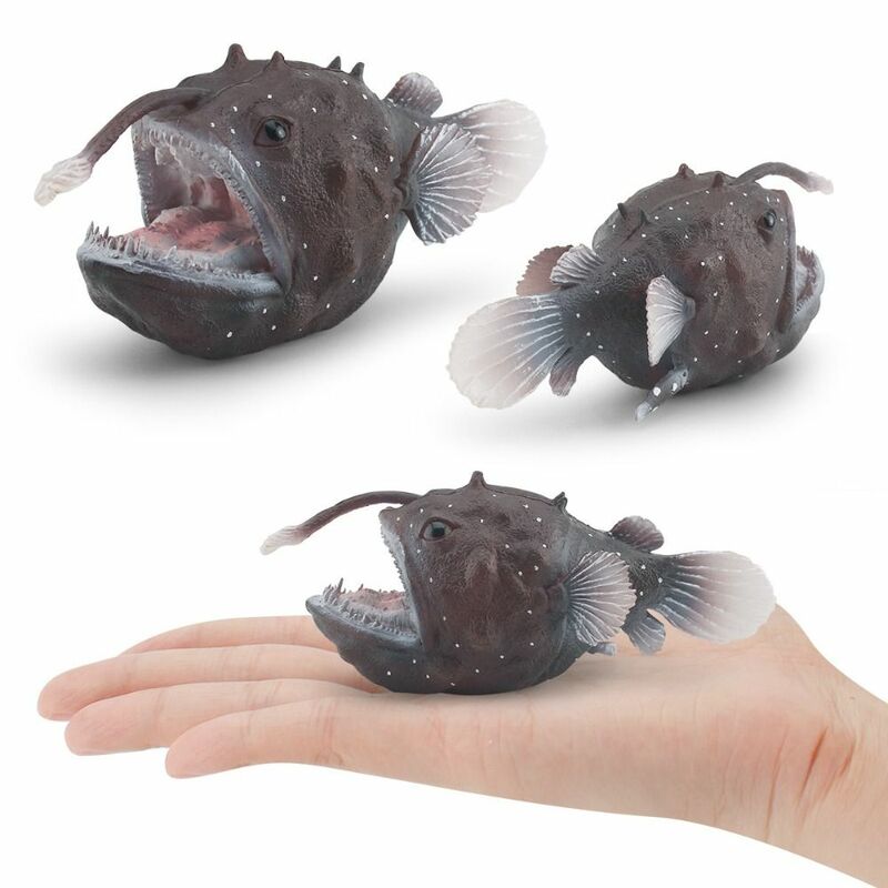교육용 미니 낚시꾼 물고기 피규어, 미니 시뮬레이션 해양 동물 모델, PVC 휴대용 시뮬레이션 해양 동물 모델