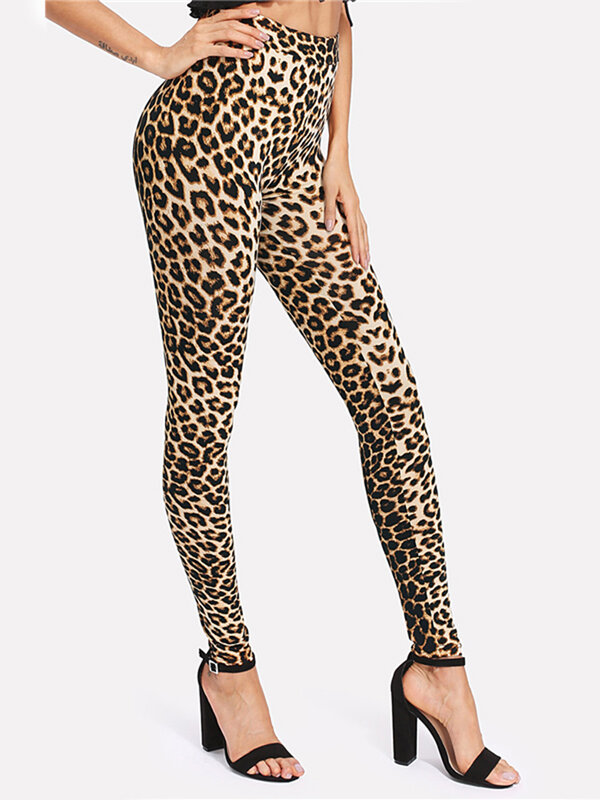YSDNCHI-mallas ajustadas de cintura alta para mujer, Leggings elásticos con estampado de leopardo, pantalones de algodón