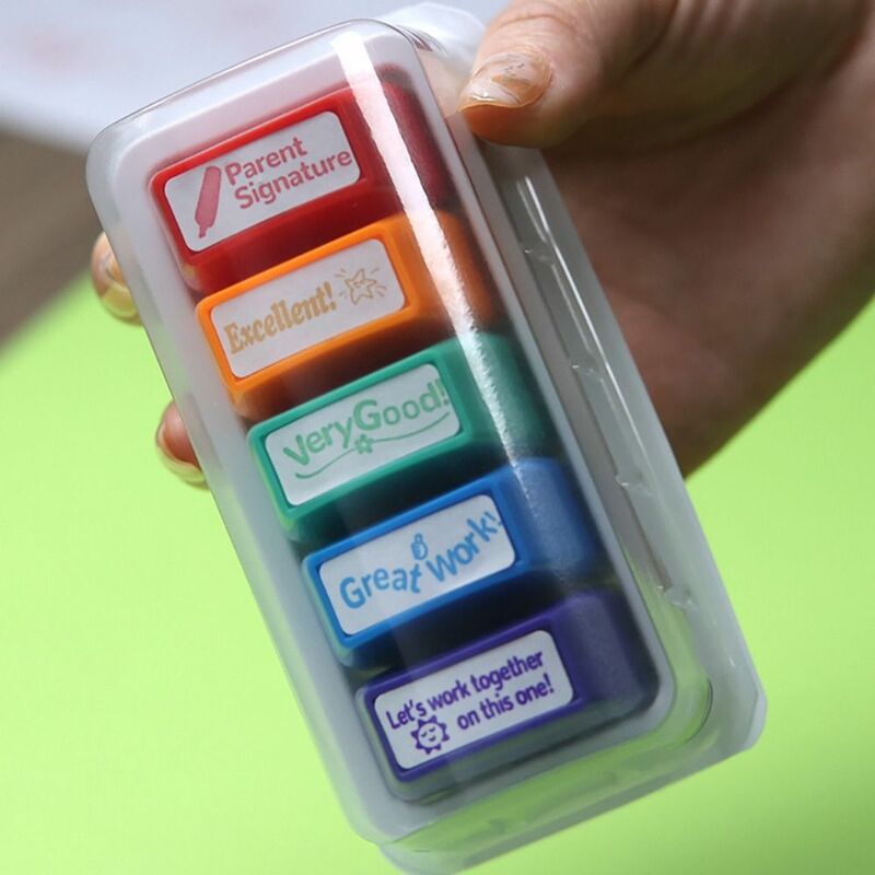 8 teile/satz 5 teile/satz Lehrer fördern abgestufte Klassen zimmer Briefmarken abs Schüler Lob Lehrer Auto-Nachfüllen Stempel Set DIY effizient