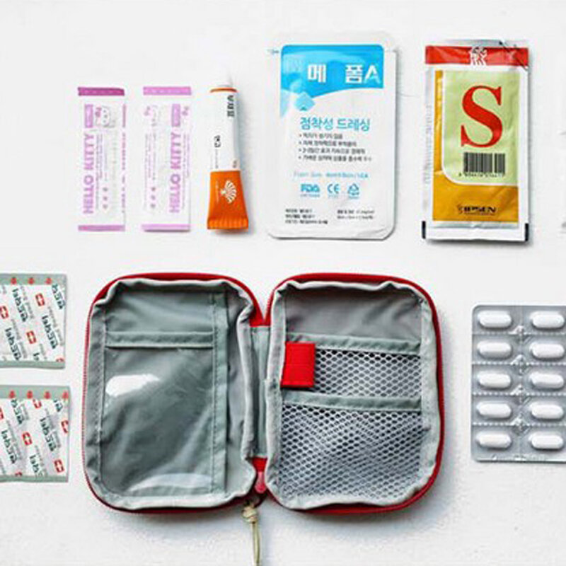 Bonito mini portátil saco de medicina kit de primeiros socorros kits de emergência médica organizador viagem doméstico medicina pílula saco de armazenamento