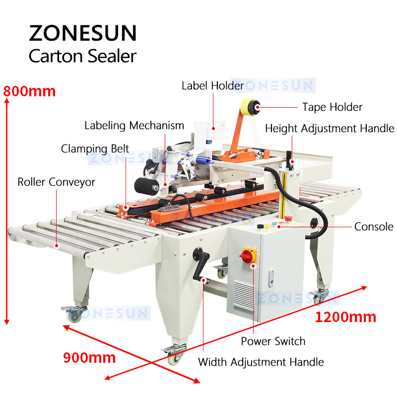 ZONESUN 자동 판지 실러 통합 라벨링 기계, 익스프레스 소포 밀봉 제품 포장 기계 ZS-FKC4650
