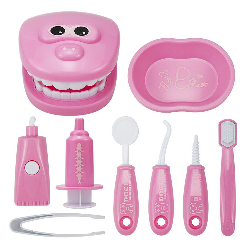 치과 의사 치아 검사 모델 세트, 어린이 교육 역할 놀이 시뮬레이션 학습 장난감, 의료 키트, 9 개/세트
