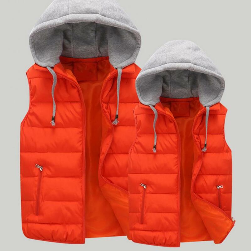 Chaleco impermeable con capucha para hombre, chaqueta cálida sin mangas con cierre de cremallera, estilo informal, para Otoño e Invierno