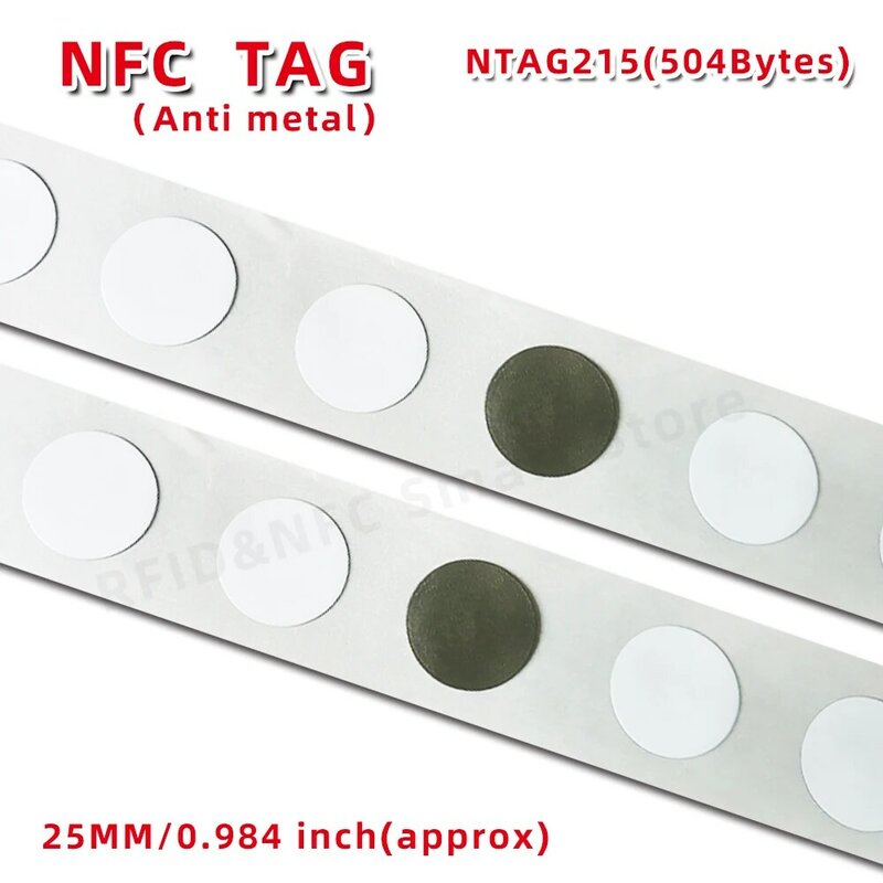 20 pezzi Anti-metallo NFC215 Tag adesivi NFC in metallo Anti-interferenza in metallo Tag NFC per tutti i dispositivi di telefoni cellulari abilitati NFC