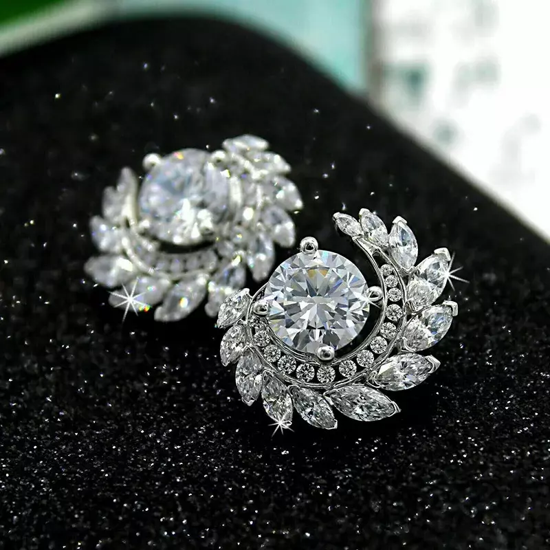 Brilliant Women's Stud Earrings with Marquise Cubic Zirconia Novel Luxury Wedding Earrings for Bride New Fashion Jewelry
