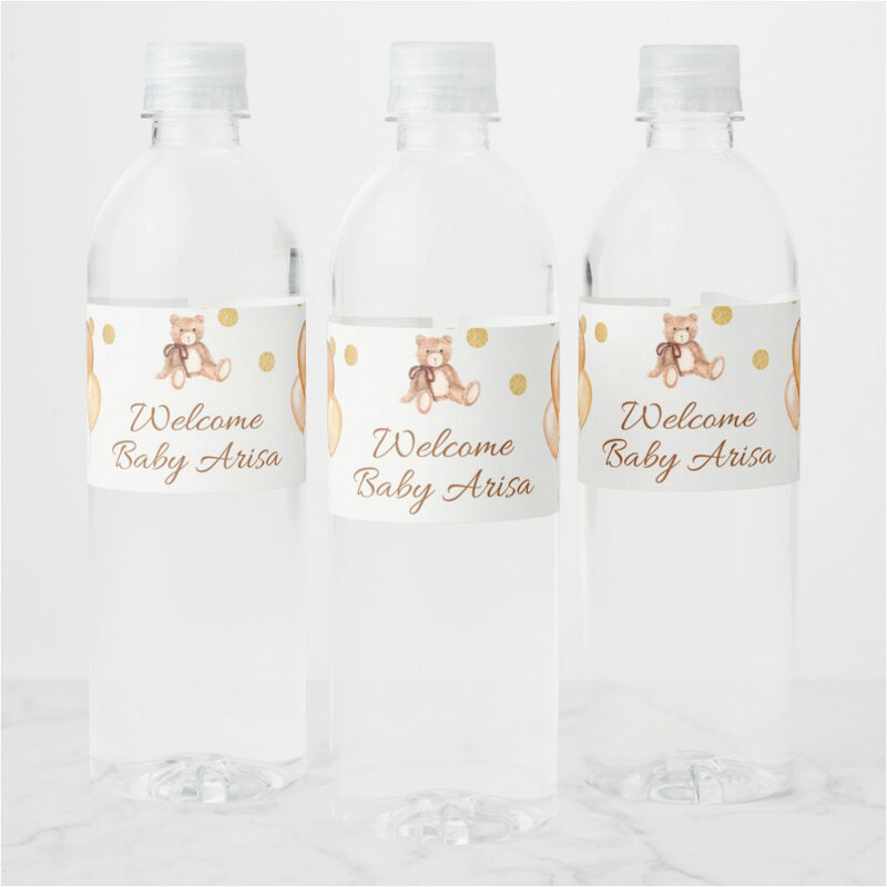 30pcs/50pcs Cusomize Water Bottle Label Water Bottle Wrappers Baptism Birthday Party Wedding Baby Shower Any Celebration Case
