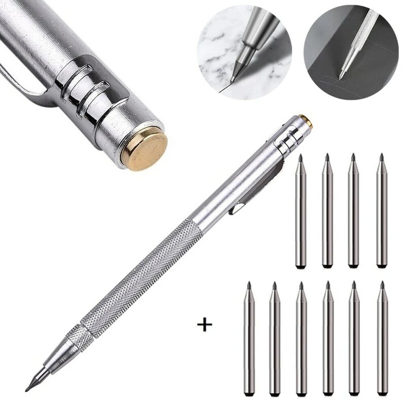 11 Stuks Diamant Schrijf Pen Wolfraamcarbide Tip Carbide Gravure Pen Wolfraamcarbide Nib Handgereedschap Voor Keramiek/Glas/Metaal