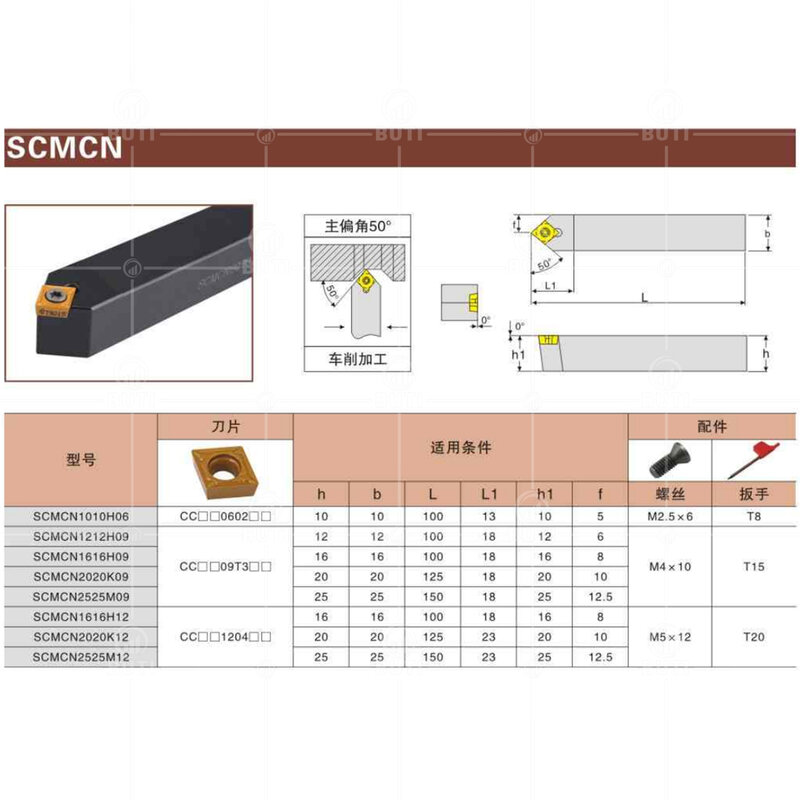 DESKAR-CNC Torno Torno Girando Externo, Branco Porta-ferramentas, cortador para inserções CCMT, 100% Original, SCMCN1010, 1212, 1616, 2020, 2525