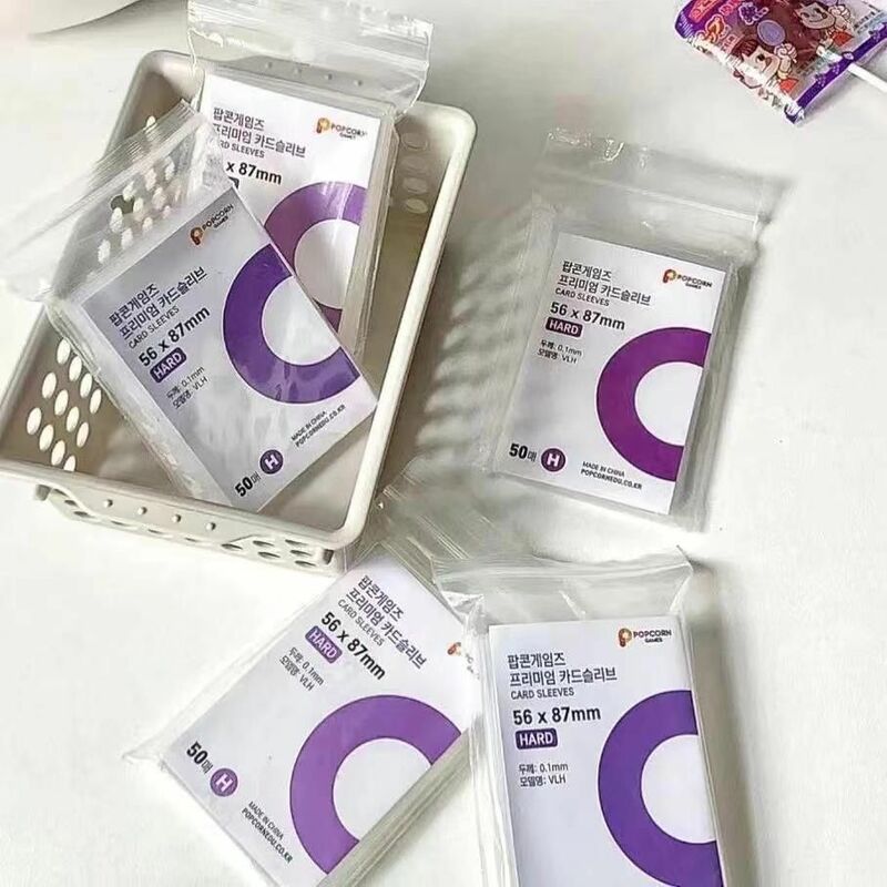 1 Bag/50Pcs Kpop Purple Photocard Holder Clear Popcorn 56x87 Card Sleeves Transparent Photographic Protector Film for Pictures