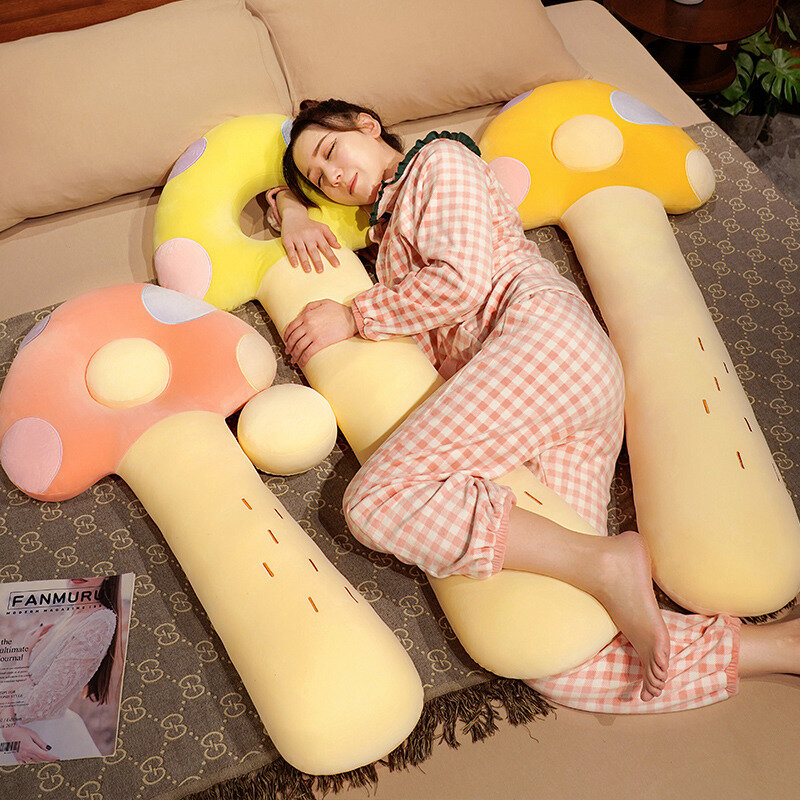 New Kawaii Plush Mushroom Throw Long Pillow Cushion Cute Stuffed Plant Mushroom Soft Kids Toys Bed Sleeping Pillows Home Decor