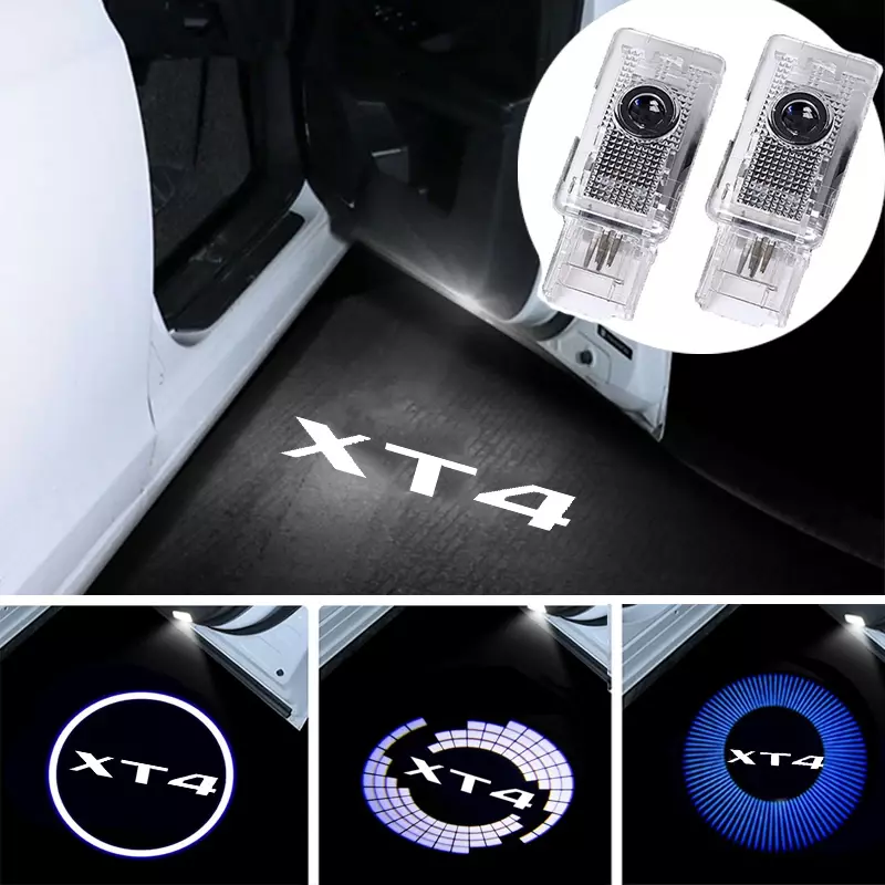2Pcs LED Car Door Welcome Lights Retrofit Light for Cadillac XT4 2018 2019 2020 Ghost Shadow Courtesy Projector Lamp Accessories