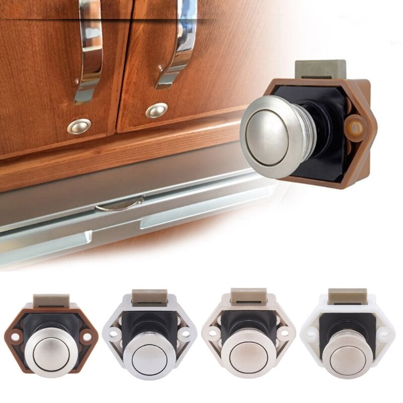1 Pc Diameter 20mm Camper Car Push Lock RV Caravan Boat Drawer Latch Button Locks For Furniture Hardware Accessories 4 Colors
