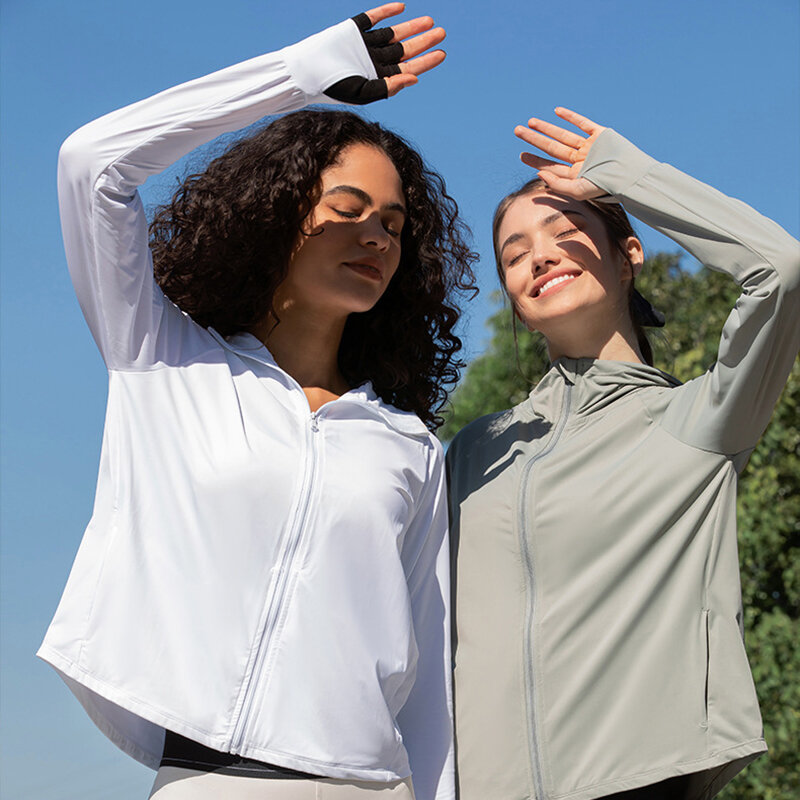 Sonnenschutz jacke für Frauen upf50 verhindern UV-Strahl Sonnenschutz Kleidung Eis Seide Haut Mantel atmungsaktive Sonnenschutz Sport Yoga Dame