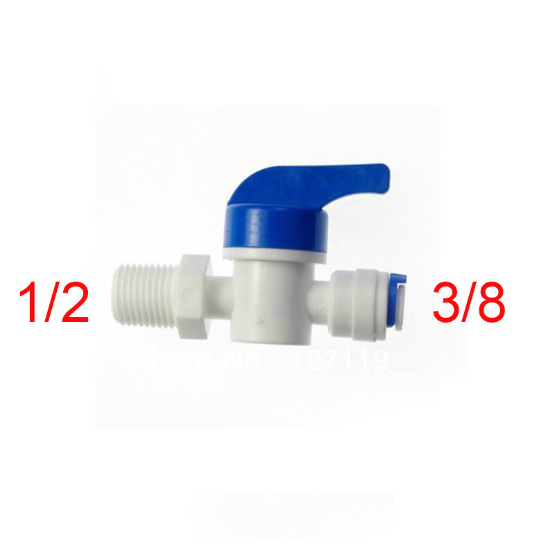Válvula de esfera do tubo do interruptor, sistema da água do RO, ST025E, 1/2Male-3/8, 2 PCes