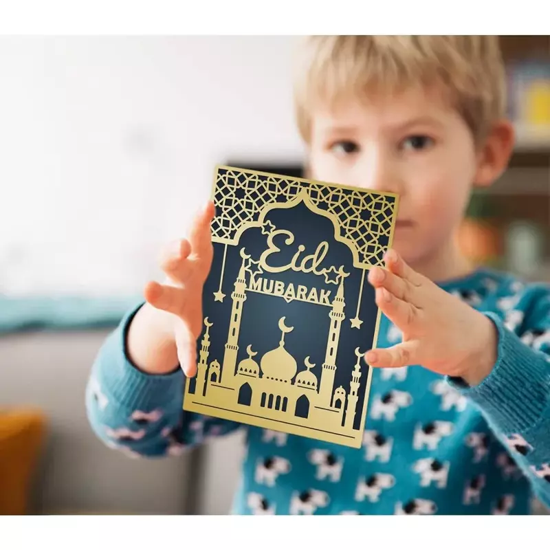 Eid Mubarak wykrojniki tematyczne, motyw religijny 5.5x4 "wzór zamku do cięcia stali węglowej szablony do tworzenie kartek scrapbookingu
