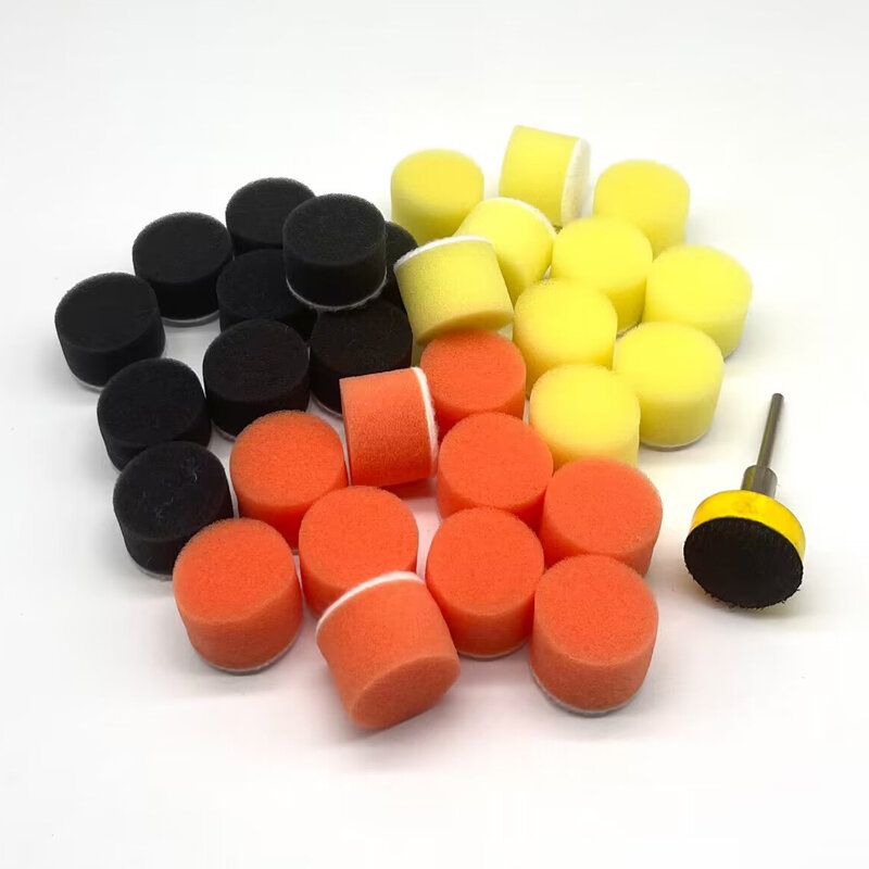 Mini carro espuma broca polimento kit pad, gancho e laço, detalhe esponja lã, encerando lustrando almofadas com backer, 1 ", 25mm, 11 pcs