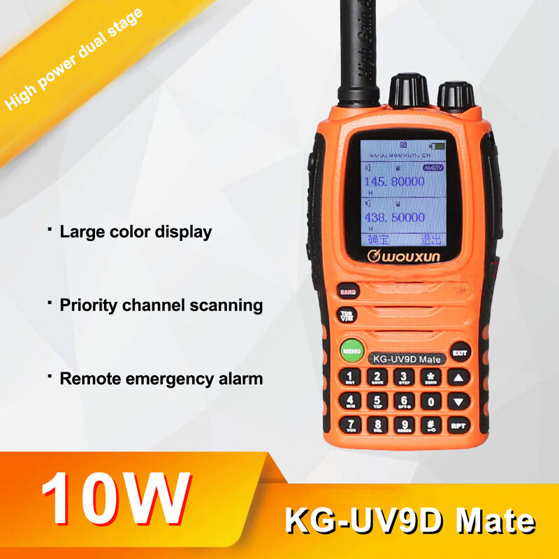 Wouxun-rádio amador walkie talkie, cruz banda repetidor, companheiro 7, banda de ar, 10W, poderoso, 3200mAh, atualização, KG-UV9D Plus