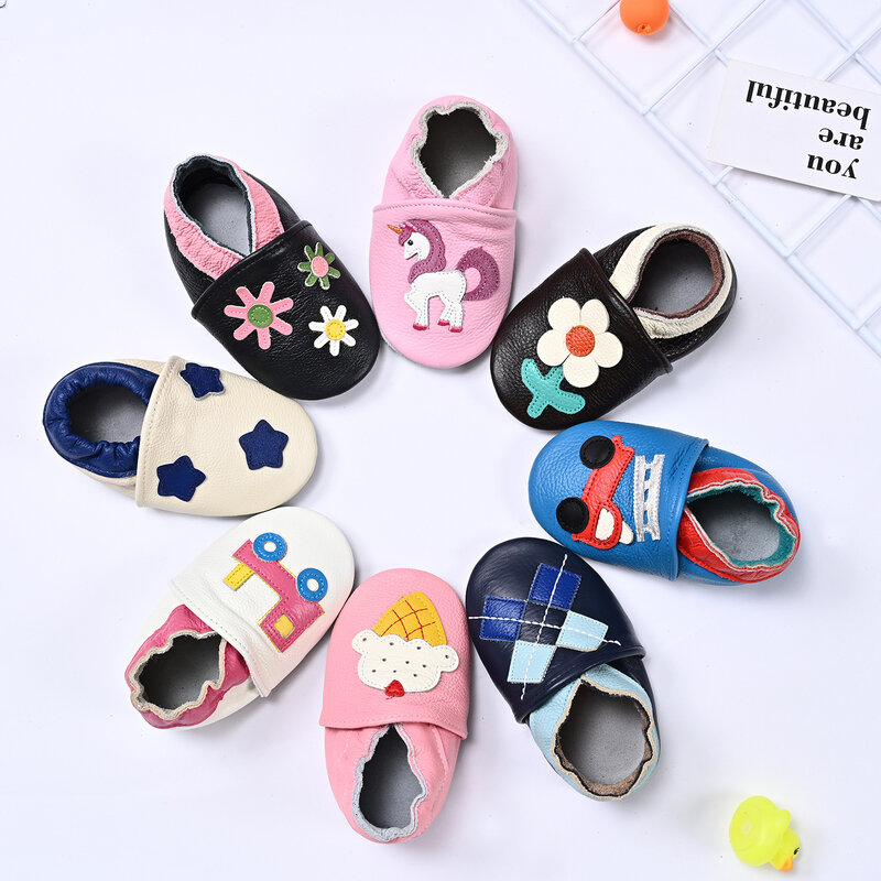 Chaussures en cuir de vache souple pour bébé fille, sandales décontractées pour les premiers pas des nouveau-nés