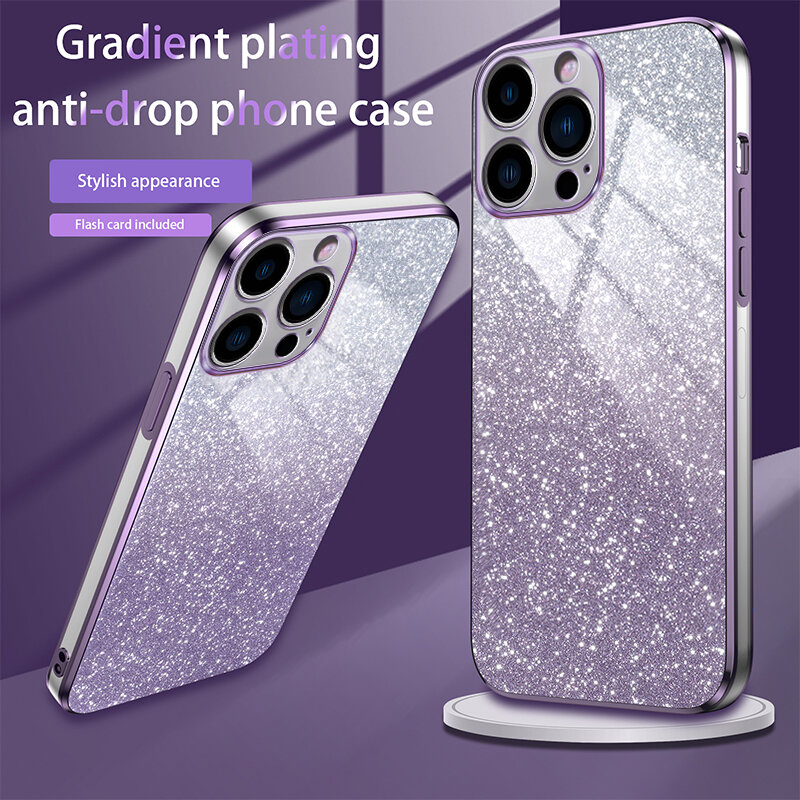 Gradient Glitter Plating Clear Phone Case For Realme 5i 6i 9i 5 7 8 9 Pro Plus C55 C53 C51 C35 C33 C31 C30S C21Y C11 C67 Cover