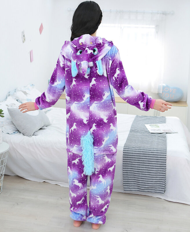 Unisex Volwassenen Flanellen Pyjama Kigurumi Dier Kostuum Onesies Vrouwen Winter Warme Nachtkleding Nachtkleding Voor Halloween Carnaval Feest