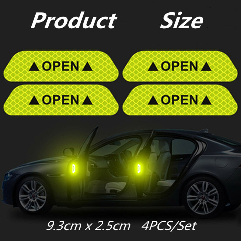 4Pcs รถเปิดเทปสะท้อนแสงสติกเกอร์ประตูรถยนต์คำเตือน Mark ข้อสังเกต CRV แถบสะท้อนแสง Reflectant Luminous สะท้อนความปลอดภัย