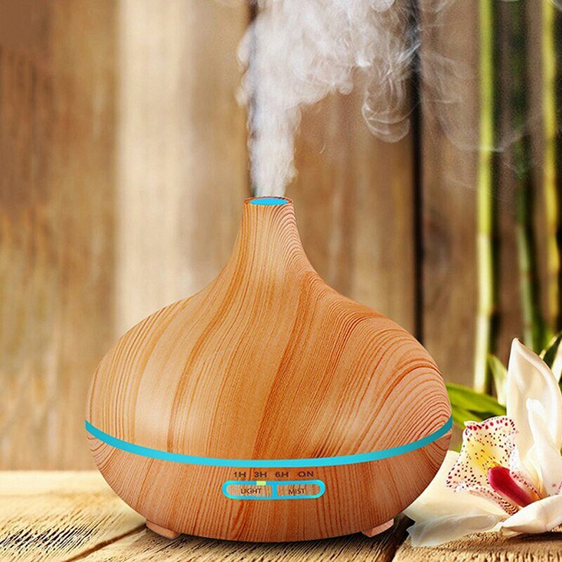 500 ML Intelligent Colorful Light Wood Grain Aromatherapys Machine Household Mist-Aromatherapy Humidifier Bedroom Air Purifier